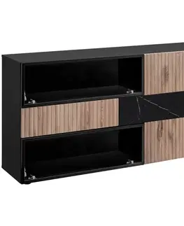 Komody do spálne Komoda Cannes Zmwdv Cs Sb Black/Viking/Marble Black