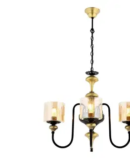 Svietidlá  Závesný luster na reťazi BUSAN 3xE27/40W/230V zlatý 301AUR1156
