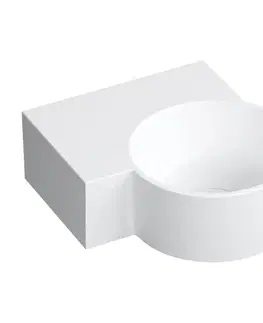 Umývadlá OMNIRES - OVO M+ umývadlo na dosku/závesné - ľavé, 33 x 34 cm, biele mat; OVO335UWLBM