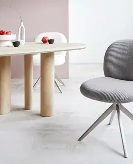 Jedálenské stoličky DELIFE Jedálenská stolička Nube-Flex manšester strieborno-šedá krížová podstava široká nerezová oceľ 360° otočný vrecková pružina