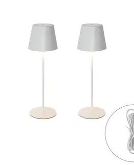 Lampy Sada 2 stolových lámp biela so stmievačom a nabíjateľná - Murdock