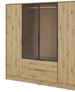 Šatníkové skrine Skriňa Kelly 4D RM artisan s LED