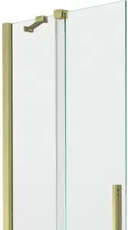 Sprchové dvere MEXEN/S - Velar Dvojkrídlová posuvná vaňová zástena 75 x 150, transparent, zlatá kartáčovaná 896-075-000-01-55
