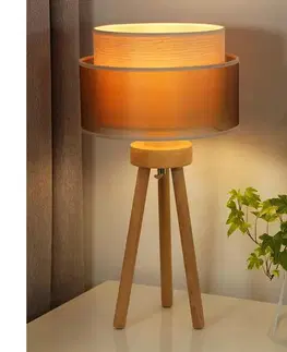 Lampy  - Stolná lampa WOOD BOHO 1xE27/15W/230V pr. 25 cm medená/hnedá/béžová 604109