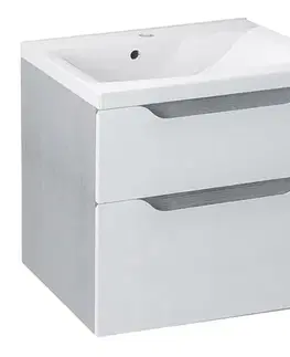 Kúpeľňový nábytok SAPHO - WAVE umývadlová skrinka 60x65x47,8cm, biela/dub strieborný WA060-3011