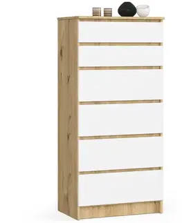 Komody a skrinky Moderná vysoká komoda MARIANNA60, dub artisan / biela