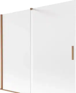 Sprchové dvere MEXEN/S - Velar dvojkrídlová posuvná vaňová zástena 170 x 150, dekor, meď kartáčovaná 896-170-000-31-65