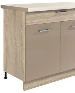 Kuchynské skrinky stojace Kuchynská skrinka Premio 7D sonoma/cappuccino lesk