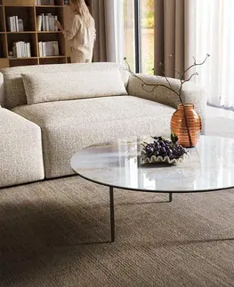 Konferenčné stolíky DELIFE Konferenčný stolík Edge okrúhly 100×100 cm keramika Onyx Pearl Trive kov čierna