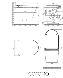 Záchody CERANO - Závesné WC s bidetom Basic/Cronus Standard - biela lesklá - WC tlačidlo Modulo/Strieborná - voľne stojaca - predstenová inštalácia - 59,3x38,4 CER-8050BD86462