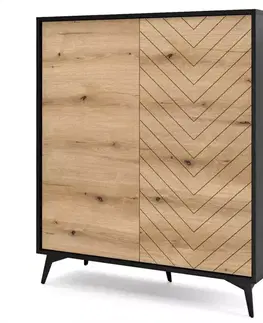 Komody do spálne Komoda Diamond KD104 dub evoke/čierna