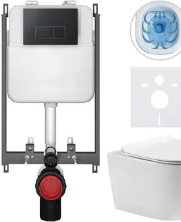 Záchody CERANO - Kompletný WC set Basic/Felci - biela lesklá - WC tlačidlo Modulo/Čierna - na zamurovanie - 53x37 CER-8050BD86096