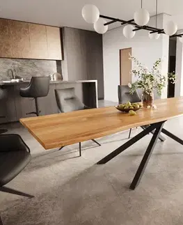 Jedálenské stoly DELIFE Jedálenský stôl Edge 300x100x4 dub prírodný krížová podstava obdĺžnik čierna Live-Edge
