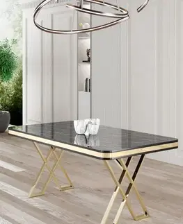 Jedálenské stoly Jedálenský stôl Vals - Black Marble, Gold