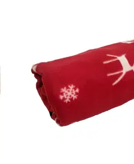 Deky Deka Fleece Vianočná červená sobíky 150x200cm TiaHome