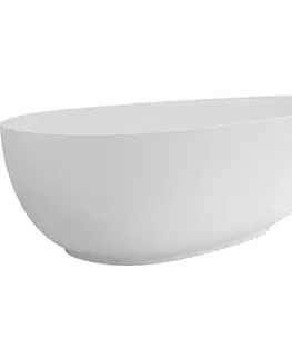 Vane CERANO - Vaňa z liateho mramoru Aura - voľne stojaca - biela matná - 180x90x58 CER-VELA1050W
