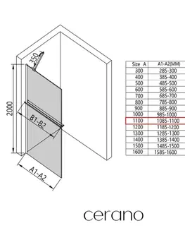 Sprchové dvere CERANO - Sprchová zástena Walk-in Onyx YL/P - 8 mm + polička / držiak na uteráky - čierna matná, bronzové sklo - 110x200 CER-689407