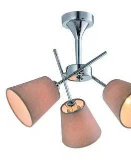 Stropná svetla Chrómová stropná lampa s látkovým tienidlom 3x40W Vox