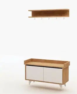 Nemý sluha Nástenný vešiak s botníkom Arasso Oak and White