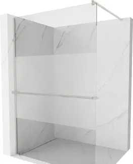 Sprchové dvere MEXEN/S - Kioto+ Sprchová zástena WALK-IN s poličkou a držiakom uterákov 80 x 200, transparent/dekor, nikel kartáčovaná 800-080-121-97-35