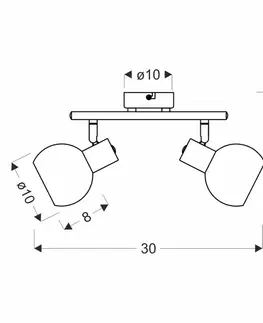 Stropná svetla NOVO lampa sufitowa listwa satyna nikiel 2x40W E14 klosz biały