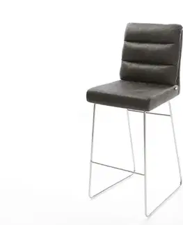 Barové stoličky DELIFE Barová stolička Pela-Flex vintage antracitová tenká podstava nerezová oceľ