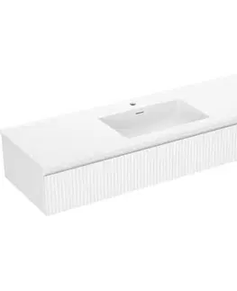 Kúpeľňový nábytok MEXEN/S - Rivel kúpeľňová skrinka 140 cm s umývadlom Otis, 1 šuplík, reliéf, biela mat 91A20-14023-1-BF01-W18M01