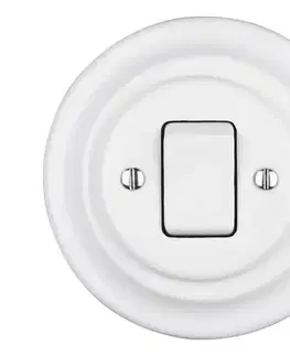 Predlžovacie káble Reblig - porcelánový retro jednopólový vypínač s rámčekom č. 7, biely RG140Q-W