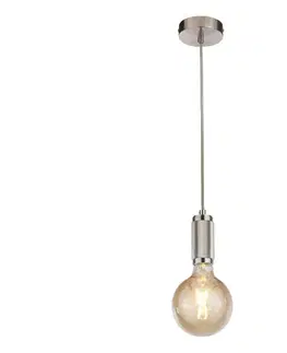 Svietidlá Searchlight 77651SS - Závesný luster na lankách SUSPENSION 1xE27/60W/230V strieborný 77651SS