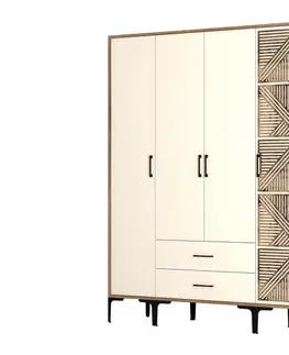 Šatňové skrine Šatníková skriňa Kumsal STP - Walnut, Cream