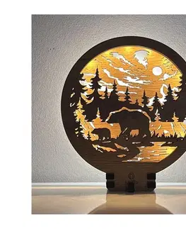 Lampy Li-Go 23595/DUB2 - LED stmievateľná stolová dekorácia LED/12W/230V 20x22 cm dub 23595/DUB2