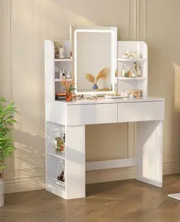 Kozmetický stolík LADY toaletný stolík s LED osvetlením, biely