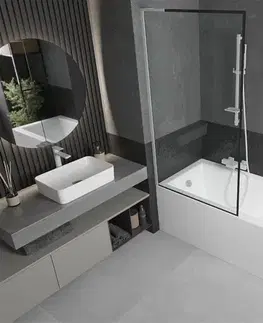 Sprchové dvere MEXEN/S - Next L vaňová zástena FIX 90 x 150, čierna vzor, biela 895-090-000-03-70-20