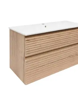 Kúpeľňový nábytok Kúpeľňová skrinka 2 zásuvková s umývadlom Naturel Savona 98x53x44, 8 cm dub Halifax mat SAVONA2100DH SAVONA2100DH