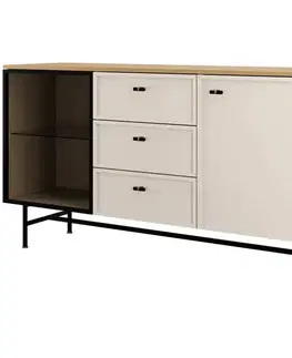 Komody so zásuvkami a dvierkami Komoda Elora 7 Dub Jar/Macadamia