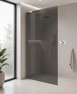 Sprchové dvere CERANO - Sprchová zástena Walk-in Onyx L-ľavá vzpera - 8 mm - chróm, grafitové sklo - 30x200 CER-8050BD71946