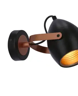 Nástenné svetlá Čierno-medená nastaviteľná nástenná lampa E14 40W Anica