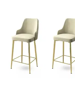 Barové stoličky Bar Stool Set (2 Pieces) Enox - Cream, Gold