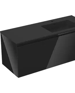 Kúpeľňový nábytok MEXEN/S - Orio kúpeľňová skrinka 120 cm s umývadlom Otis pravá, 1S, 1D, čierna lesk/čierna mat 91A13-12047-3-BBFF70-W18P71