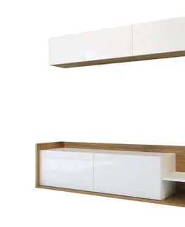 Obývacie steny TV skrinka / Obývacia stena Kale - Teak, White