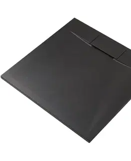 Vane CERANO - Sprchová vanička čtvercová Enzo - SMC/minerální kompozit - strukturovaná černá matná - 80x80x3  CER-666049
