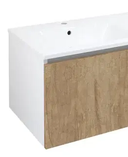 Kúpeľňový nábytok SAPHO - LOREA skrinka 100x46x51,5cm (80+20cm), ľavá, dub Alabama/biela matná LE080-2231-L-02