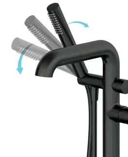 Kúpeľňové batérie DEANTE - Silia nero Vaňová batéria, voľne stojaca, so sprchovacím setom BQS_N17M