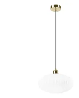 Svietidlá  Luster na lanku HARMA 1xE27/15W/230V pr. 30 cm biela/zlatá LM - 1.257 / D