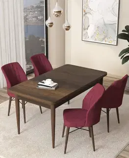 Jedálenské sety Dining Table & Chairs Set (5 Pieces) Arp - Baroque, Burgundy