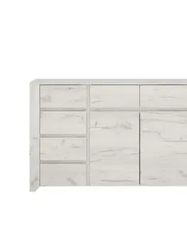 Komody KONDELA Angel Typ 42 2D-6S dvojdverová komoda biela / craft