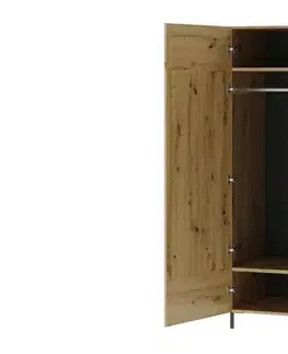 Šatníkové skrine LOVENA 70 šatníková skriňa, dub artisan/čierna