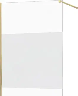 Sprchové dvere MEXEN/S - KIOTO Sprchová zástena WALK-IN 110x200 cm 8 mm, zlatá, Transparent/matné sklo 800-110-101-50-35