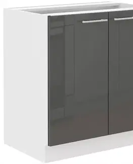 Kuchynské skrinky stojace Kuchynská skrinka Lara 80zl 2f Bb Mdf Šedá lesk