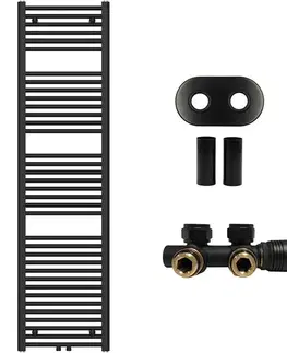 Doplnky do kúpeľne CERANO - Kúpeľňový radiátorový set Benito - ústredné vykurovanie - stredové pripojenie 50 mm - 703W - čierna matná - 1700x450 mm CER-880351